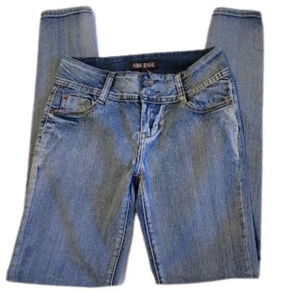 ABM Jeans -Low Rise Skinny Double Button Fly Slightly Distressed Jeans - SZ 7 - Picture 4 of 14